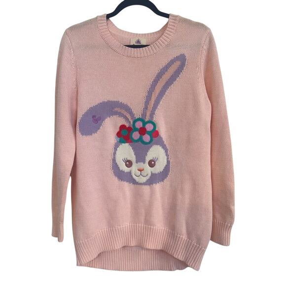 Disney Stella Lou Hong Kong Disneyland Pink Knit Bunny Pullover Sweater Size M - Picture 1 of 10